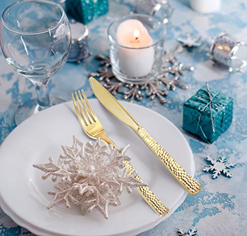 Supernal B07JKVL2FS 360Pcs Plastic Gold Silverware thumb #2