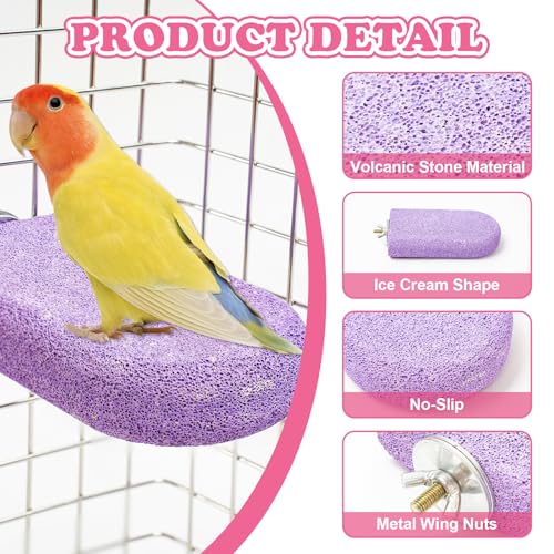 Image of Bird Beak Grinding Stone, 3PCS Parrots Perch, Multiple Colors Platform, Nails Beak Trimmer for Bird Cage Accessories for Parrots Budgie Cockatiel Conure Lovebird Finch