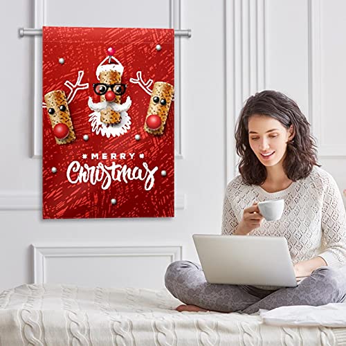 Drapeau de Noël rouge élan résistant aux intempéries double face qui ne décolore pas