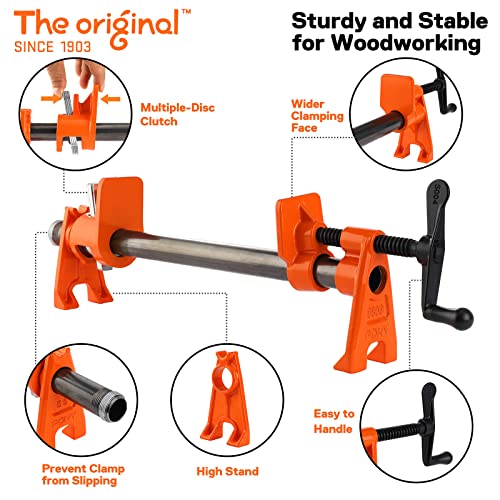 Image of PONY PRO 2-Pack Heavy-Duty Wood Gluing Pipe Clamp Fixture for 3 /4 Inch Black Pipe