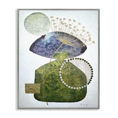 Mossy Botanical Nature Geometry, 24 x 30 Inch Framed Giclée Print