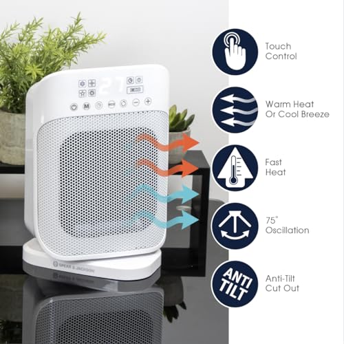 Spear & Jackson 38885 Digital Electric Heater with LED Display/Cooling and Eco Mode/Oscillating and Timer Function / 29 x 19 x 14cm / 1500W - Image 2