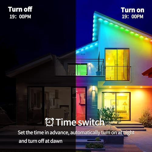 60ft RGB Outdoor Lights with App Control – Waterproof LED Music Sync Decorations for Halloween, Christmas, and More