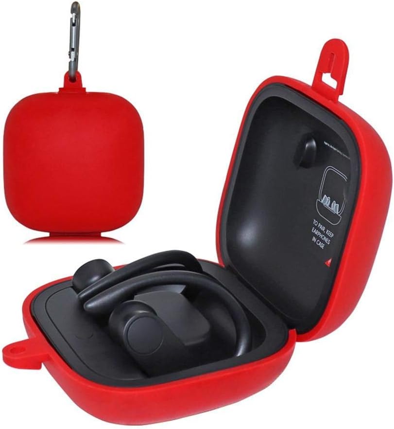 Honbobo Silicone Case Cover compatible with Beats Powerbeats Pro Totally Wireless Earphones (Red)
