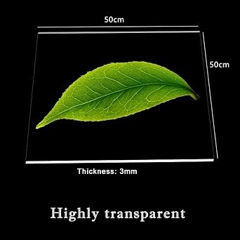 50cm x 50cm Clear Acrylic Sheets, 3mm Thick Clear Plexiglass Plastic Acrylic Sheet, Transparent Plastic Sheet Plexiglass Panels for Decoration, Display, Picture Frame, Painting