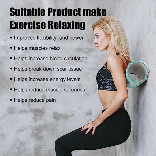 Foam-Roller-POTOK-13-Inch-Muscle-Roller-for-Deep-Tissue-Muscle-Massage-and-Recovery-Multicolor-Foam-Roller-for-Back-Body-Legs-Grey-Blue