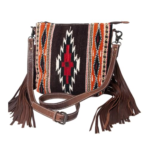 American Darling Women's Crossbody Bag Western Saddle Blanket Genuine Leather Handbag and Ladies Purse