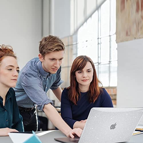 Eoocoo Glitter Hard Case Compatible With Macbook Air 13 Inch Case 2022 2021-2018 M1 A2337 A2179 A1932 With Retina Display Touch Id, Case + Tpu Keyboard Cover + Screen Protector, Sparkly Clear #TOP5