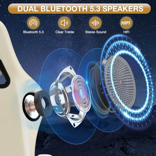 HOFFREE Gaming Chair Computer Chair with Speakers Massage Game Chairs with Footrest Bluetooth High Back Ergonomic Computer Gaming Chairs for Adults Reclining Video Gamer Chair Ivory by HOFFREE - Image 2