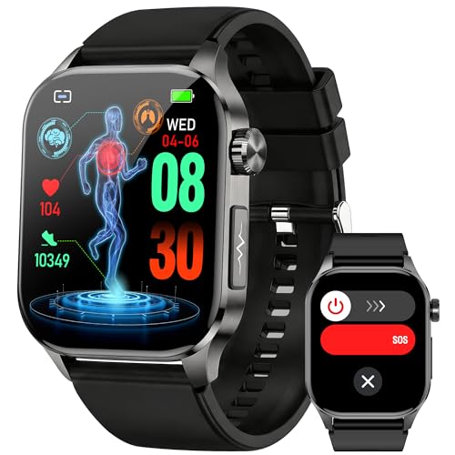 Yowow BIT Smart Watch for Men Women, 2.04" AMOLED Fitness Tracker with Bluetooth Call, Heart Rate SpO2 Blood Pressure HRV Sleep Stress, 150 Sports Modes, IP68 Waterproof for Android iOS (Black)