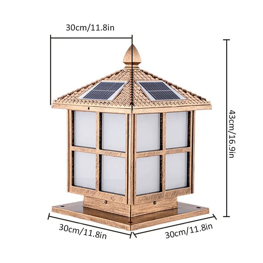 Lámpara de Cabeza de Pilar de Aluminio Retro, lámpara de pie Solar Impermeable, Pantalla de lámpara acrílica LED, lámpara de Paisaje de terraza de Patio, Accesorios de iluminación de terraza de