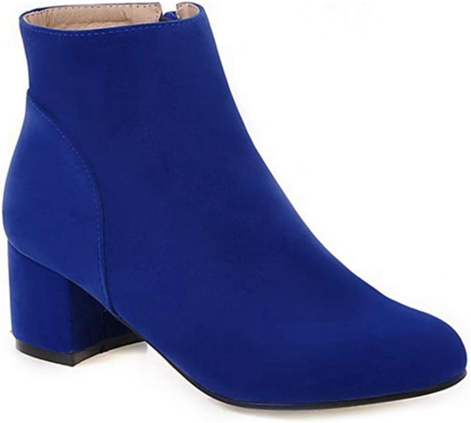 Women's Vegan Suede Dress Ankle Boots Round Toe Zipper Comfy Block Low Heel Booties Dressy Short Boot