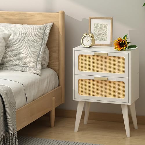 Image of YAUKOMEL White Nightstand, Wood End Table, Side Table CTG59W