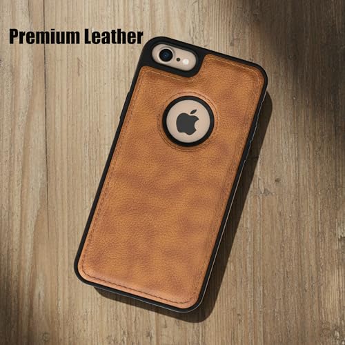 Image of Leather Case for Apple iPhone 7 / iPhone 8 Premium Protective Stylish Slim Cover with Shockproof Raised Edges Brown