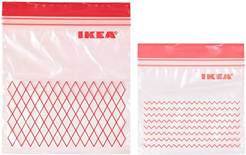 Istad - Bolsa de plástico (50 unidades, con 25 bolsas de 0,4 l y 25 bolsas de 1 l, reutilizables), color ROJO