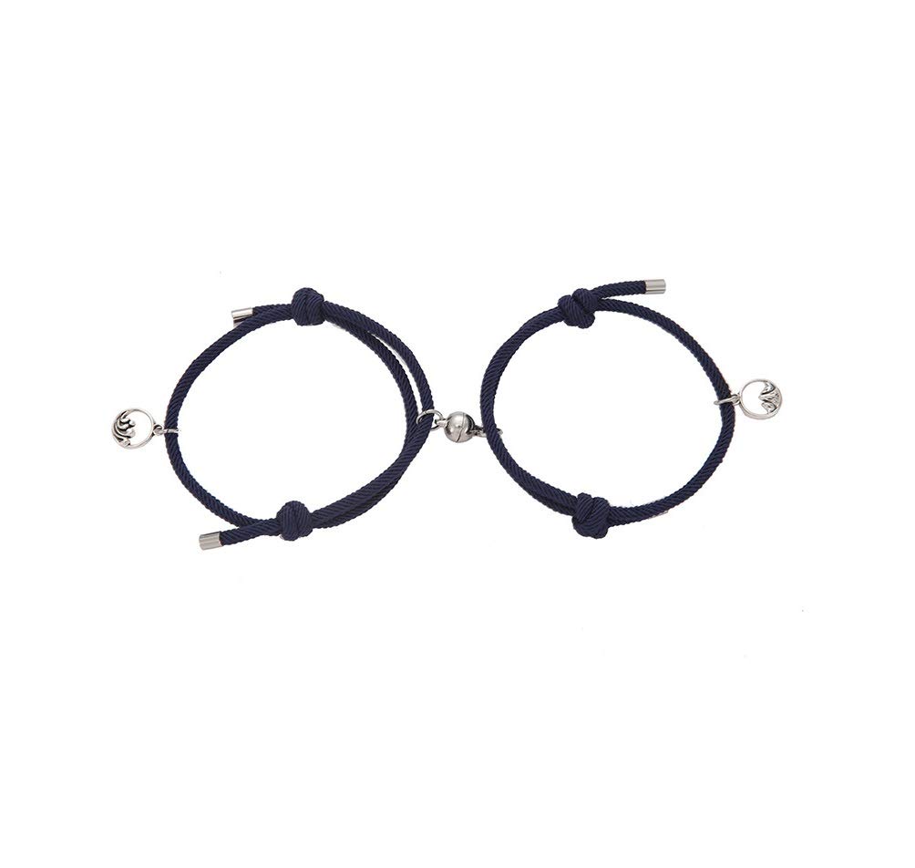 Pingyongchang 2PCS Magnetic Mutual Attraction Couple Bracelet Adjustable Handmade Vows of Eternal Braided Rope Jewelry Gifts for Lover, Metal Acrylic, alloy