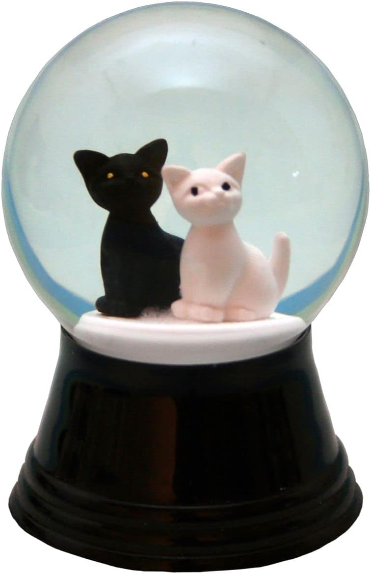 PR1298 Perzy Snowglobe, Small Two Cats-2.5" H W x 1.5" D, Gray