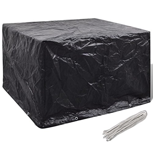 Kstyhome Housse de Protection Mobilier Jardin Résine Tressée | Housse de Salon de Jardin Imperméable 8 œillets 135 x 135 x 90cm Noir
