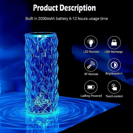 Image of CPENSUS Crystal Rose Diamond Lamp Lights for Office, Dining Room (Crystal Lamp)