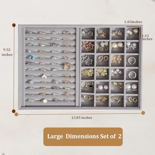 Image of Large Velvet Jewelry Tray Display Drawer Inserts 2 Pack
