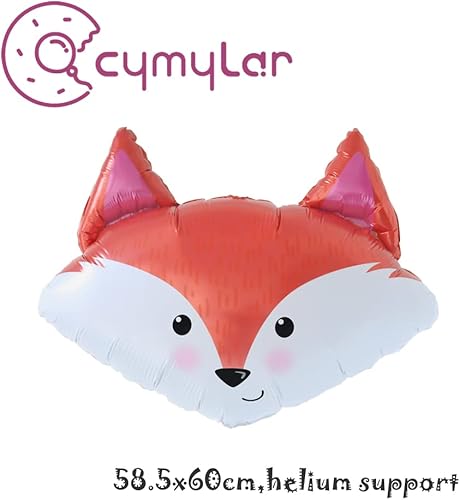 Miniatura 3 de Globos de papel de aluminio con cabeza de zorro, suministros de fiesta de cumpleaños con temática de zorro apropiado para la edad, globos de helio