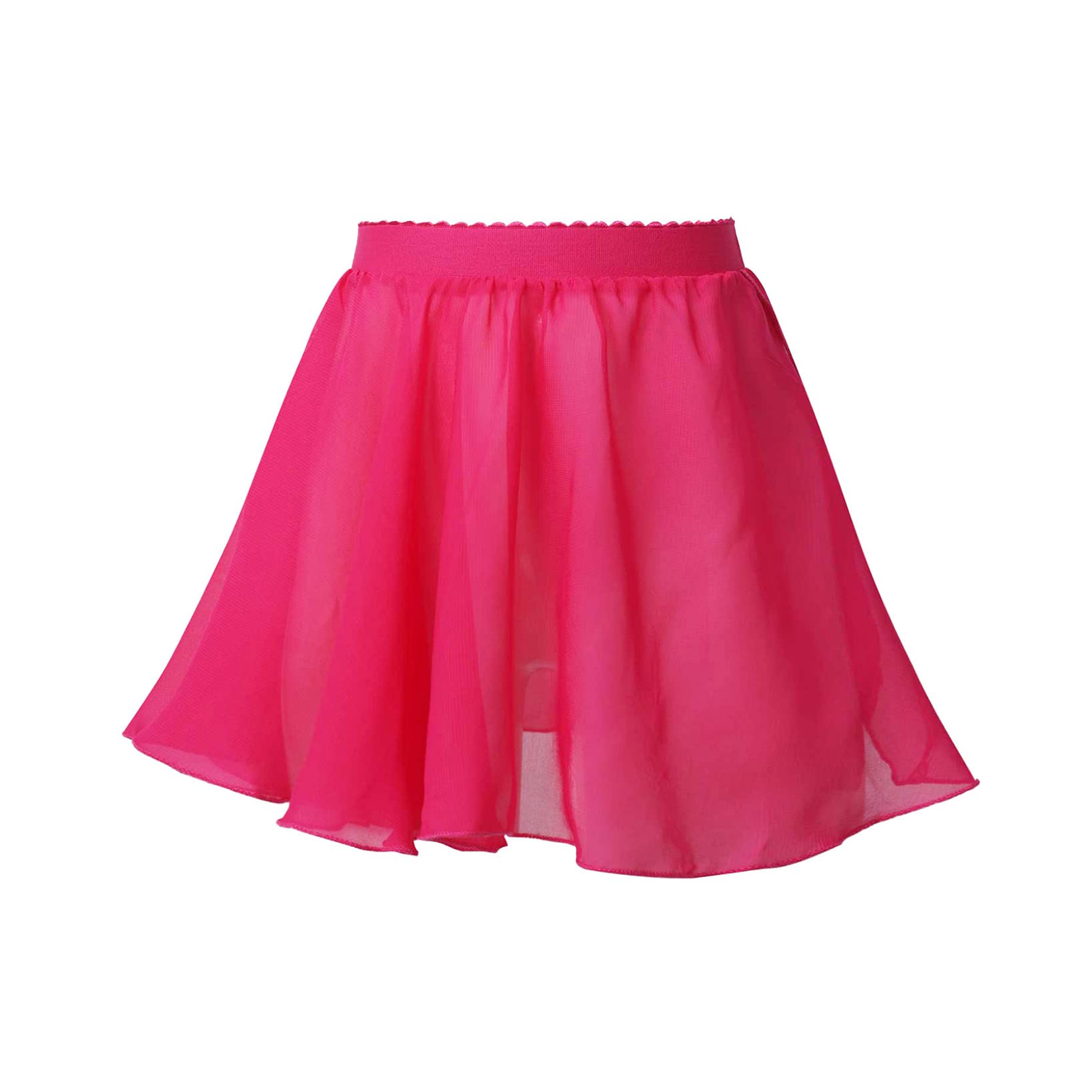 JanJean Kids Girls Ballet Dance Chiffon Wrap Skirt Elastic Waist Ballerina Flared Casual Mini Skater Skirt Dancewear Hot Pink 11-12 Years