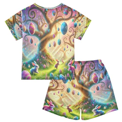 Easter Rabbits Purple Eggs Cute Pajama Set Short Sleeve Nightwear Soft Clothes Set Summer Pajamas Cotton 5Y2