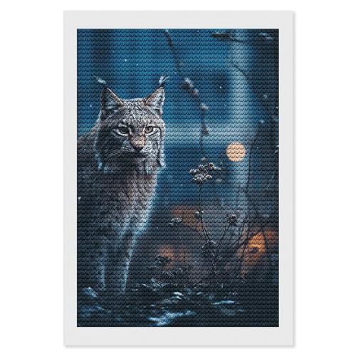 Kit d'art diamant lynx ELUZZIZUT strass ronds broderie diamants complète pour adulte