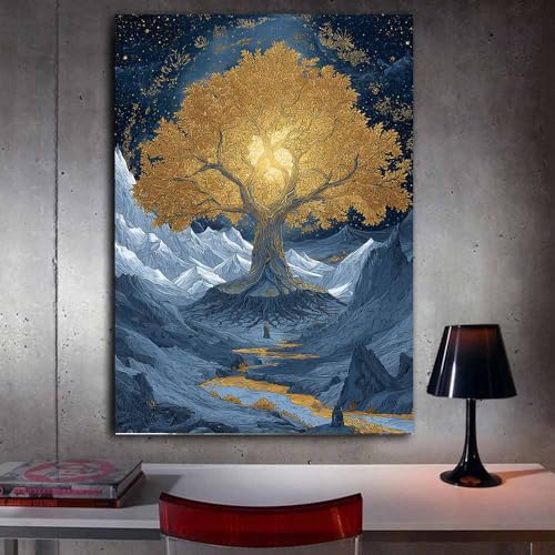 Tableau galaxy et cascades 70x100cm déco chambre moderne