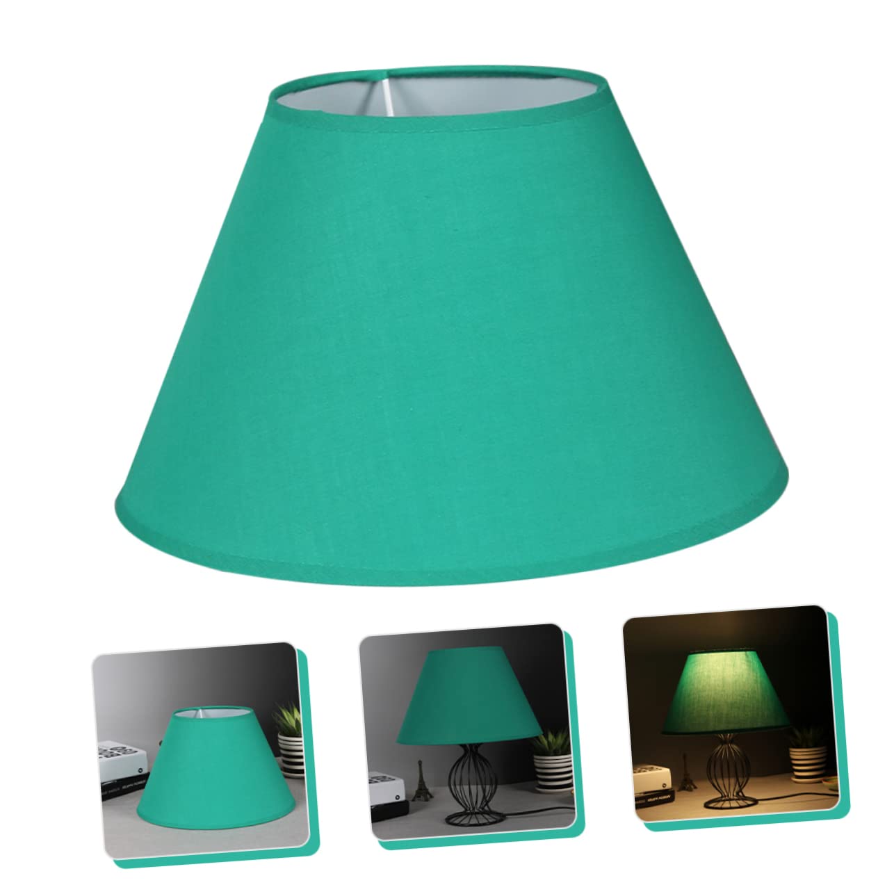 Paralume In Tessuto Verde A Forma Di Botte | Attacco E14 Per Lampada Tavolo E Lampadario | Veemoon