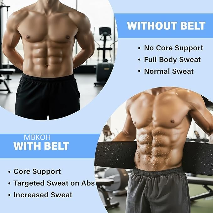 Image of Waist Belt Made of Neoprene for Women & Men for Tummy Exercise. Black