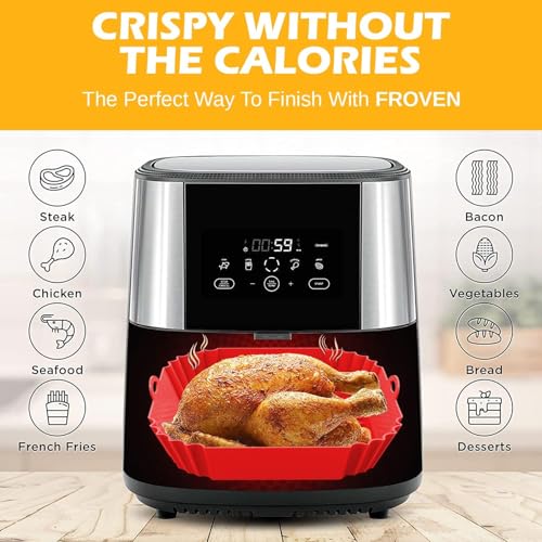 Image of Silicon Air Fryer Liners I Square Silicone Basket Baking Tray I Pot with Ear Handles I Nonstick Reusable Heat Resistant I Cooking Oven Insert Accessories-(Multicolor-SILICON SQUARE-Pack of 1)
