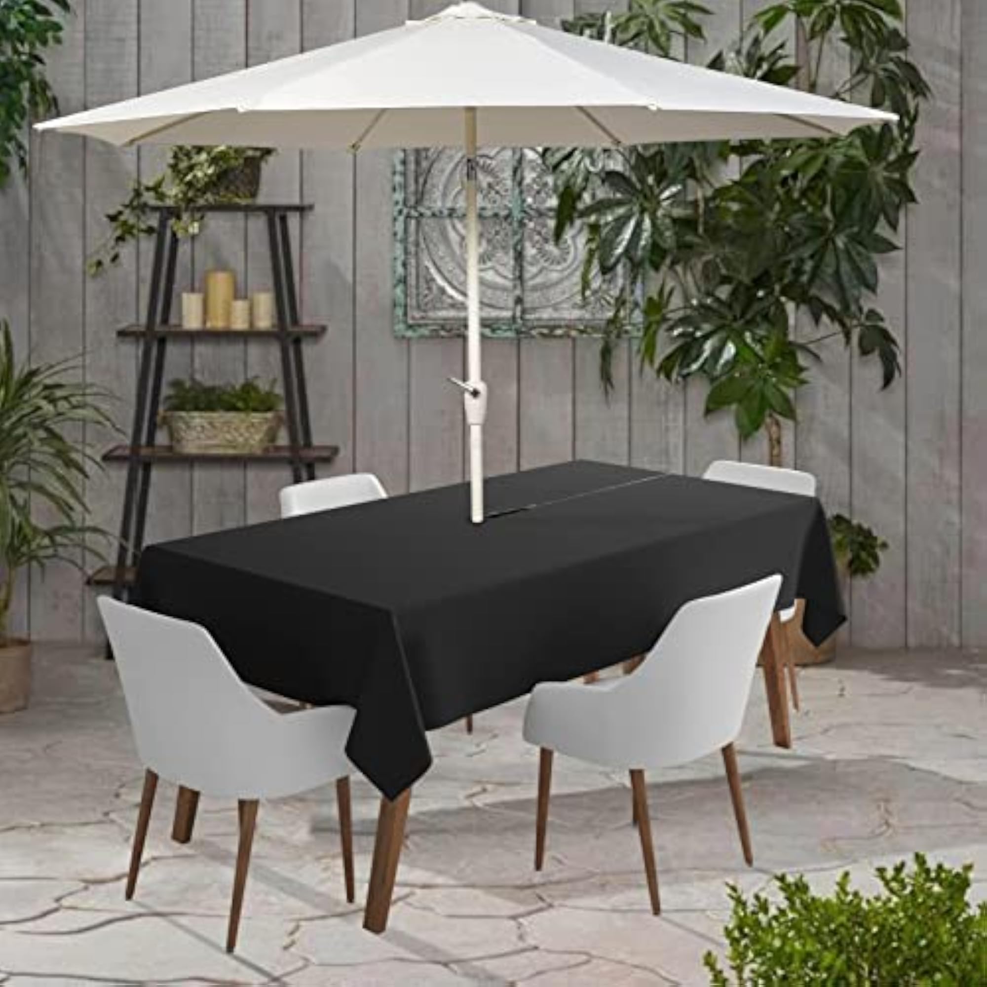 Indoor/Outdoor Rectangular Tablecloth with Umbrella Hole
