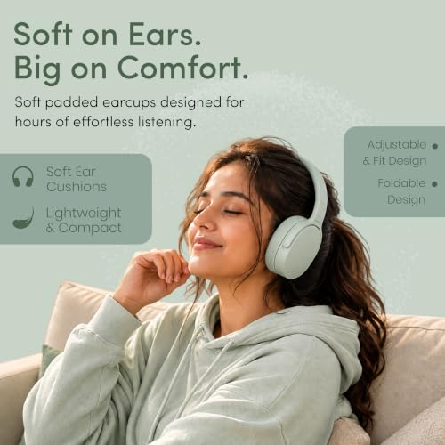 Image of GameSir BeatXtra Wireless Stereo Bluetooth Headphones V5.3, Over Ear Foldable Headset with 40mm Drivers, Soft Cushioned Ear Pads, Built-in Mic, AUX Input, 10M Wireless Range, Teen & Adults (Green)
