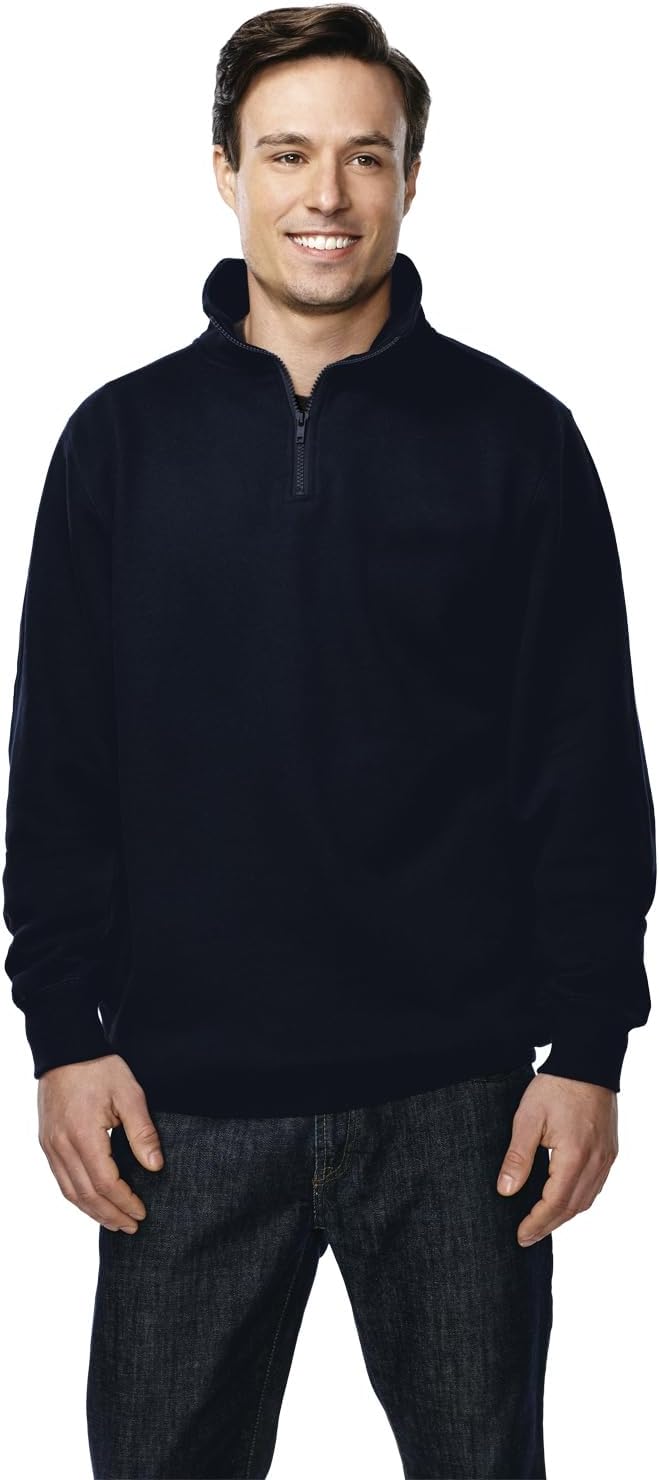 AFC Men's 1/4 Zip Pullover Suede Fleece Sweatshirt Seam pockets 2X 3X 4X (US, Alpha, 4X-Large, Regular, Regular, Navy)