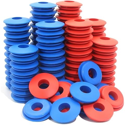 GREPSPUD 100pcs Glad Hand Seals Rubber 50pcs Red & 50pcs Blue Truck Gladhand Seals Polyurethane Seal Round Washers Grommets Gaskets for Semi Trucks Trailers Tractors, Parts Number 10028 Cover