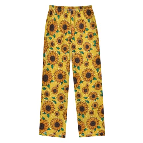 Pajama Pants Lounge Sleep PJ Bottoms Sleepwear Elastic Waist Drawstring S Sunflower2