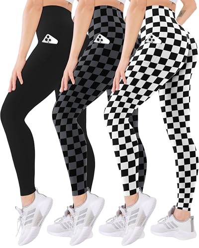 Blisset 3 Pack High Waisted Leggings for Women with Pockets Soft Active Tummy Control Pants for Yoga Running & Daily Wear