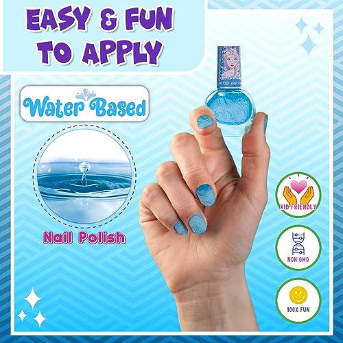 Townley Girl Disney Frozen Non-Toxic Peel-Off Nail Polish Set With Shimmery And Opaque Colors With Nail Gems For Girls Ages 3+, Perfect For Parties, Sleepovers And Makeovers, 18 Pcs #TOP1