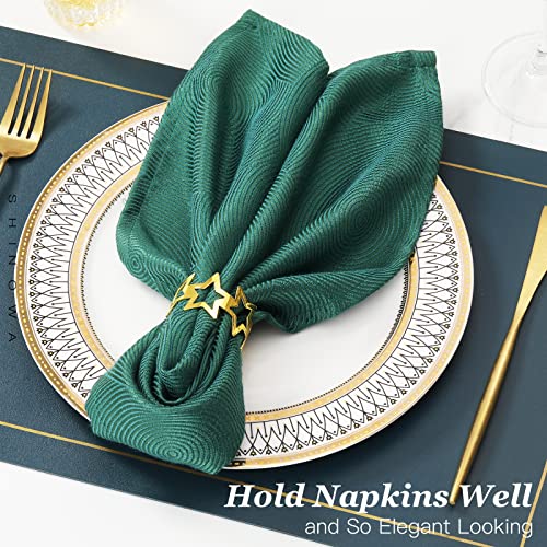 Shinowa 6 Pcs Napkin Rings, Hollow Star Napkin Ring Circle For Dinner, Thanksgiving, Wedding, Party, Banquet, Table Setting Serviette Ring Holder, Dining Table Decoration, Gold (P7233-2177) #TOP1