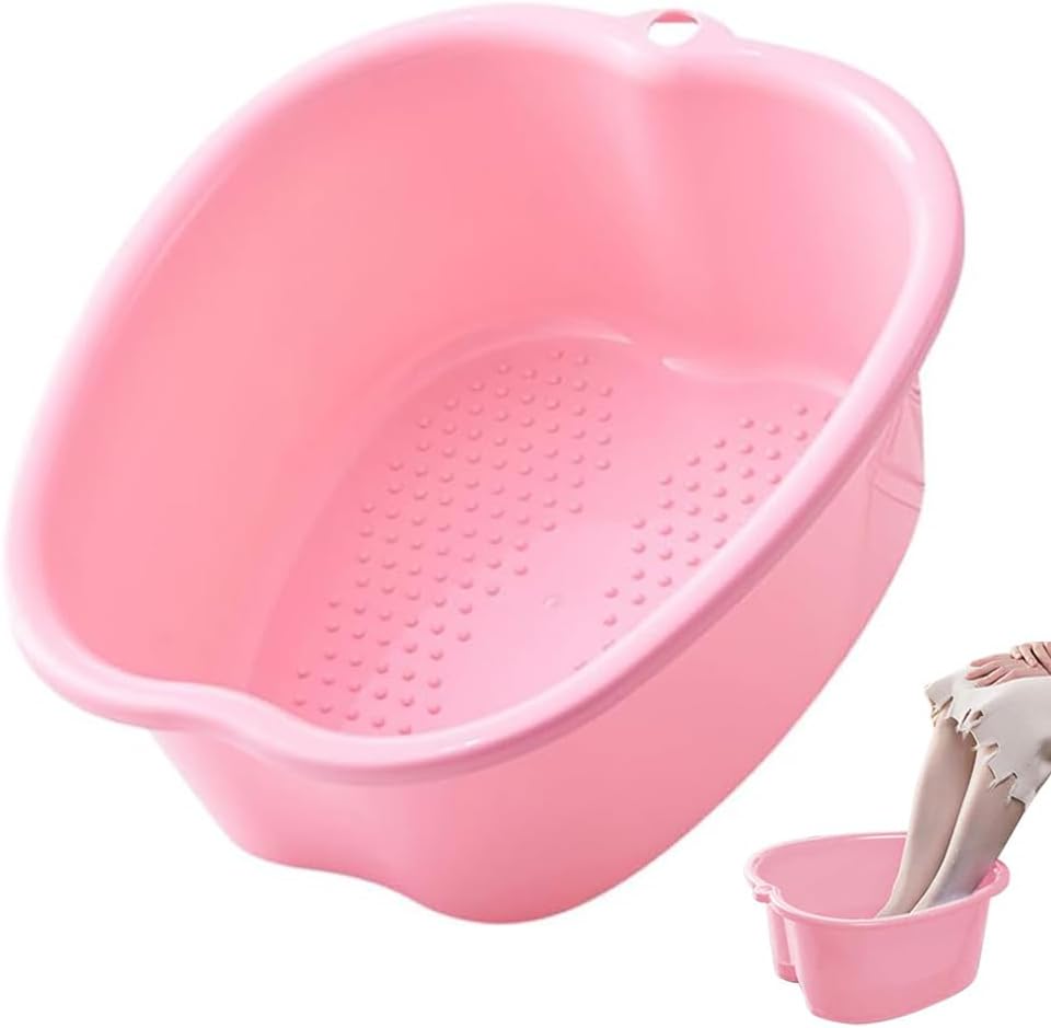 Foot Soaking Tub Large Size Foot Basin Sturdy Soaking Feet Bucket Massager Tub Exfoliation Callus Pedicure Foot Spa Bath Bucket for Women and Men (Pink)