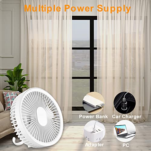 Tremdwoto Portable Camping Fan With Rechargeable 4000Mah Battery Operated, 180°Rotation, Led Light And Hook For Outdoor Tent Picnic Barbecue Fishing Travel - Perfect For Your Next Adventure! #TOP4