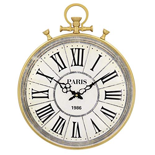 Horloge à Suspendre en Or en Fer forgé Circulaire 3D avec Anneaux ovales Horloge Murale à Quartz Classique en Fer Circulaire Horloge Murale de Salon Montre Vintage décoratif Cover