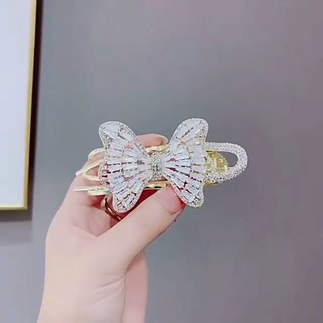 Amazleer Silver Bow Hair Clips For Women, Sparkling Rhinestone Crystal - View #6