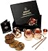 Moscow Mule Copper Mugs Set - 4 Authentic Handcrafted Copper Mugs (16 oz.) with 2 oz. Shot Glass, 4 Straws, 4 Solid Wood Coasters and Recipe Book - Gift Box Included