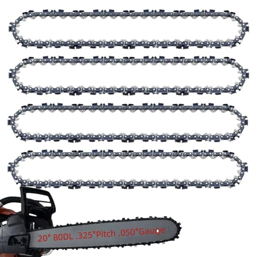 Haokixin 4-Pack 20 Inch Chainsaw Chain .325 Pitch .050 Gauge 80DL for Husqvarna Rancher