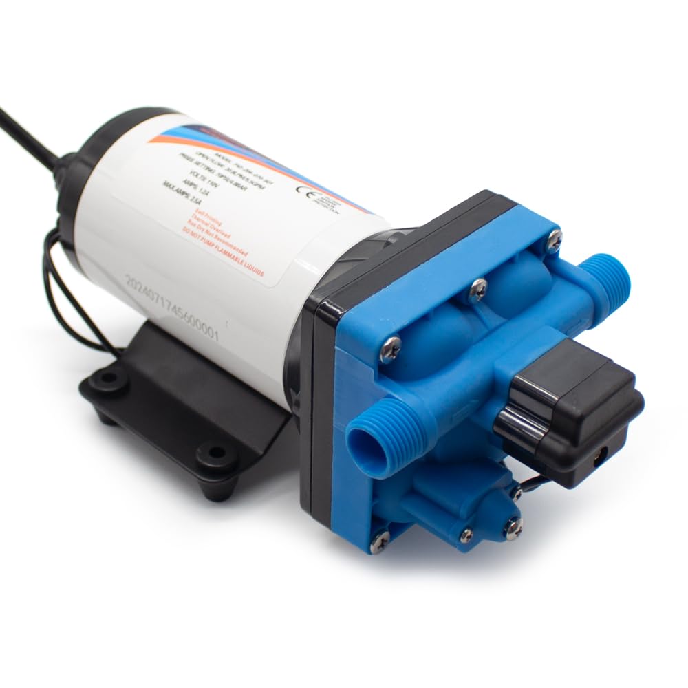 Mikromembranpumpe, elektrische Booster Hochdruck Selbstansaugende Wasserpumpe für Yacht Boot Marine RV Wohnwagen 11,3L/MIN (12V)