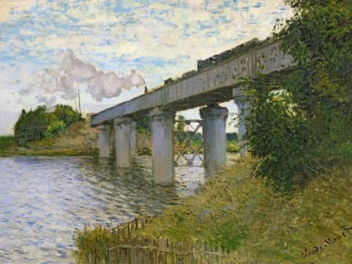 Impression sur toile Le pont de chemin de fer à Argenteuil Monet affiche décoration salon 60x90
