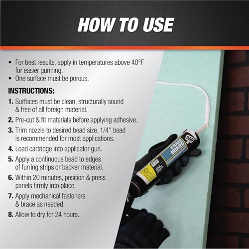 Image of DAP Foamboard Construction Adhesive, White, 10.3 Oz (7079827519) (Pack of 3)
