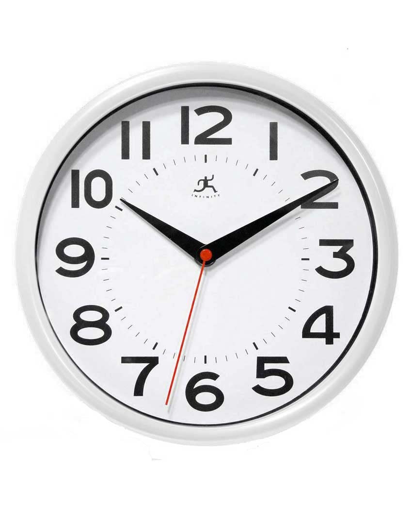 Horloge murale blanche Metro 9" pour embellir la cuisine et le salon